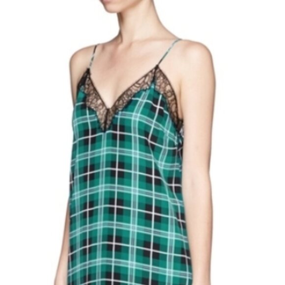 Sandro Silk Lace Green Check Plaid Knee-length Sleeveless Dress S/1 $450 - Picture 1 of 8